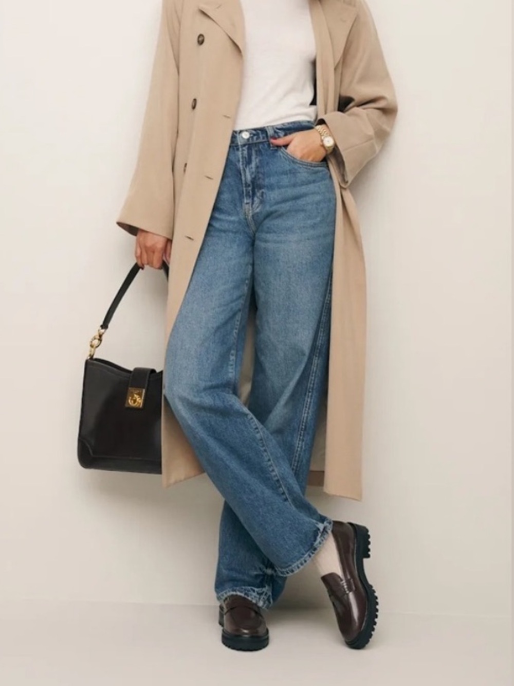 Reformation Agathea Chunky Loafers in Espresso Leather - Picture 2 of 8